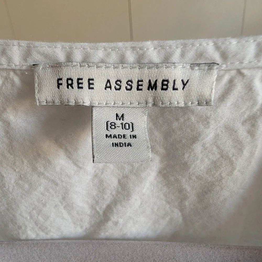 Women’s White Midi Dress with Eyelet Hem Puff Sleeve Cottage Core Size M - Picture 6 of 10